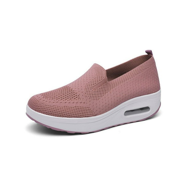 Sonducket Fly Weave Mujer Mujer Mocasines Zapato Suela Gruesa Slip-On Flats Plataformas Zapatos Transpirable Ahueca Hacia Fuera Zapatos Rosa Type2 NO2