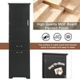 thumbnail image 3 of EUROCO 68.1'' Tall Bathroom Storage Cabinet, MDF Board Floor Storage Cabinet with 1 Door, 2 Different Size Drawers and Adjustable Shelf, Freestanding Cabinet with Painted Finish for Bathroom, Black, 3 of 8