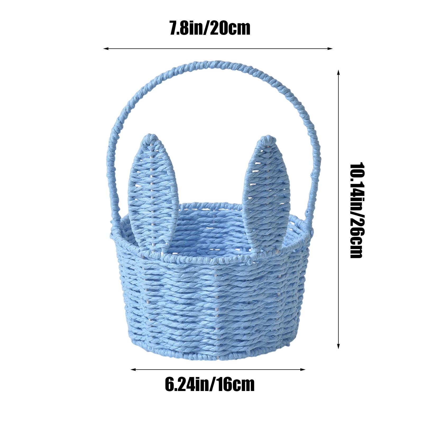 1 Packs Easter Bunny Basket with Long Ears Woven Storage Tote Bag for Easter Eggs Decorations Kids Gift Organizer Home Party Supplies Multicolor 26x20x16cm