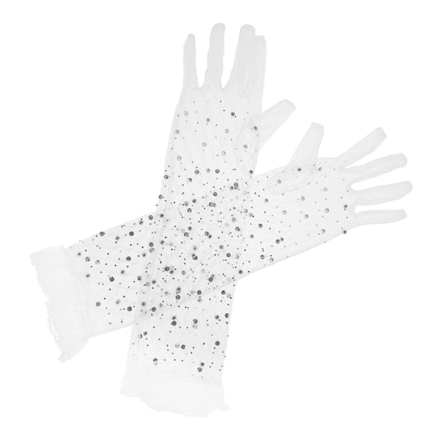 FONDOTIN 1 Pair Tulle Gloves With Rhinestones For Women Elegant Accessory For Weddings And Proms