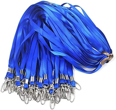 Tekola Blue Lanyards 50Pcs Nylon Bulk Lanyard for Id Badges,Badge Lanyards Swivel Hooks Clips Great for Name Tags Badge (50PCS, Blue)