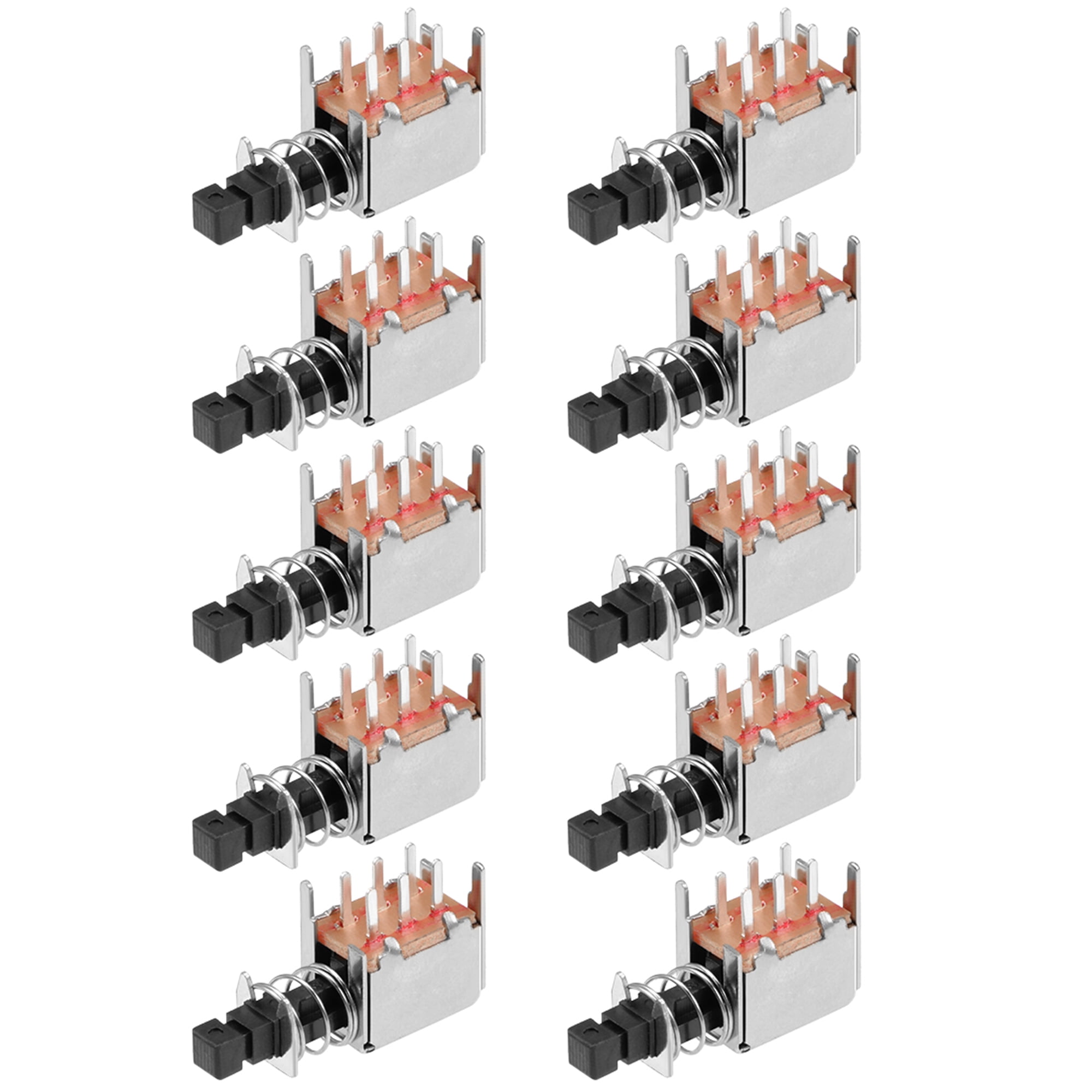 Push Button Switch, DPDT 6 Pin 1 Position SelfLocking Black 10pcs