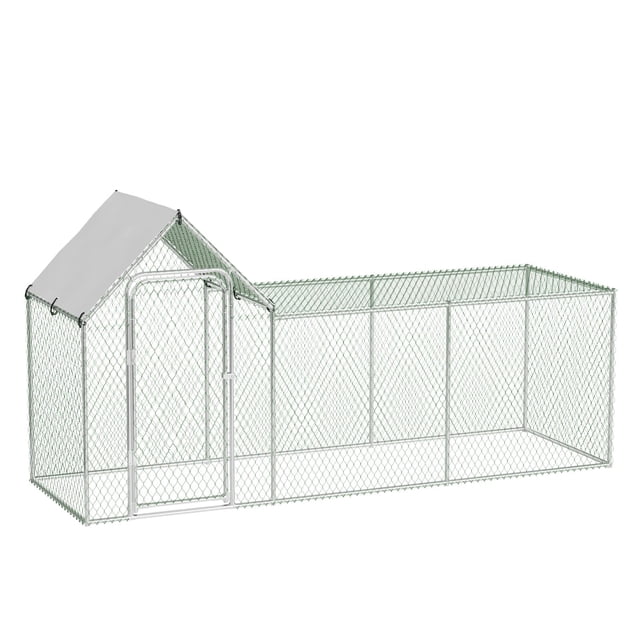 Bingirl Large Metal Chicken Coop and Run with Waterproof and Anti-UV Cover: Walk-In Chicken Pen for 6/10 Chickens, Suitable for Rabbits and Ducks Outdoor Use