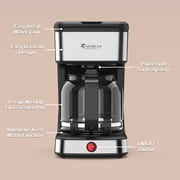 15-Cup Drip Coffee Maker, Home/Office Coffee Brewing Machine with Removable Filter, Glass Carafe and Heated Base, Black & Stainless Steel