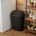 thumbnail image 3 of 7.5 Gallon (30 Quart) Black Plastic Kitchen Trash Can with Swing Top Lid - Slim Rectangular Garbage Bin Wastebasket, 3 of 5