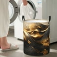 thumbnail image 5 of Sikiie Luxurious Gold Flow Print Round Dirty Clothes Basket, Waterproof Standing Foldable Storage Basket, for Laundry Room, Bedroom, Bathroom Storage-Medium, 5 of 6