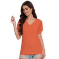 thumbnail image 3 of Womens Casual Cropped T Shirts V Neck Swiss Dot Puff Sleeve Crop Tops Summer Loose Basic Tees Tshirts, 3 of 6