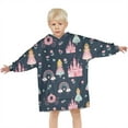 thumbnail image 3 of Dark Blue Princess Castle Night Pattern Blanket Hoodies for Kids 6-13YR Oversize Wearable Blanket Hoodies for Boys Girls Teens, 3 of 7