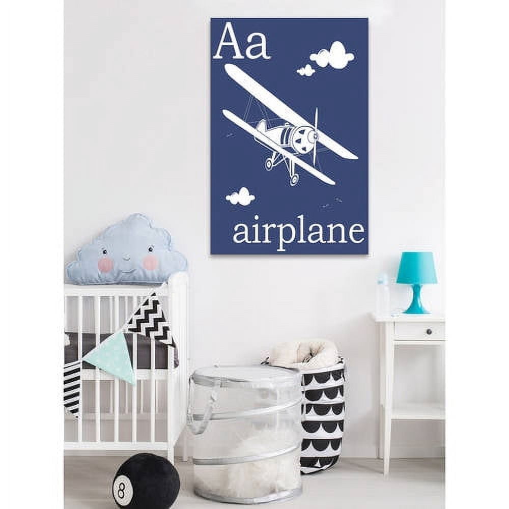Marmont Hill "A for Airplane" by Karen Zukowski Painting Print on Wrapped Canvas