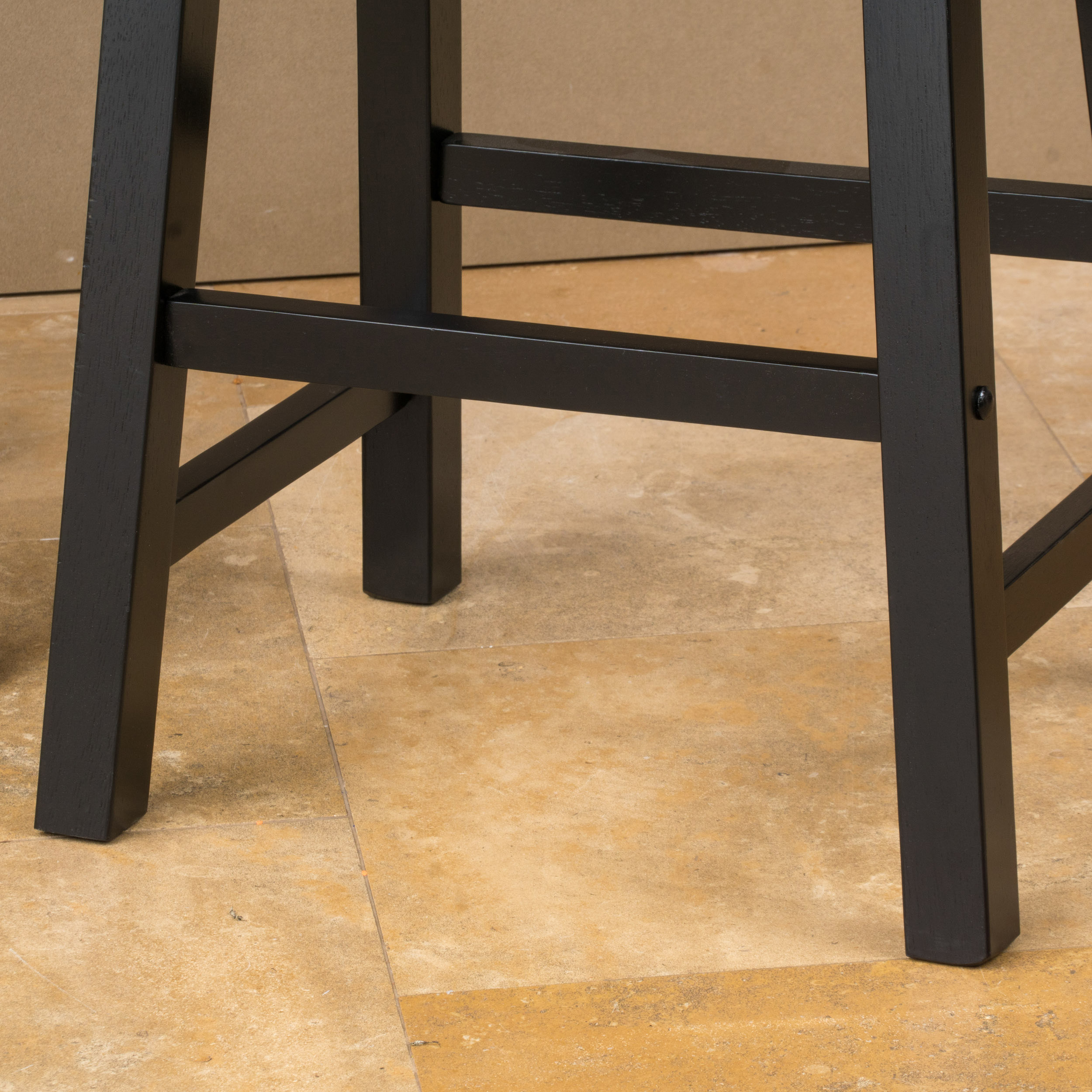 Noble House Bransen 24in Walnut/Black Saddle Stool (Set of 2)