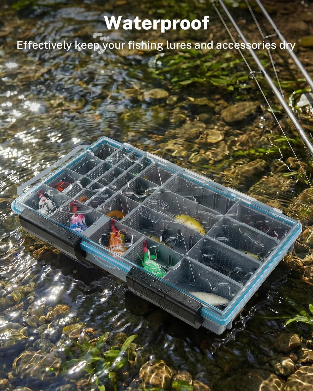 Tackle Boxes For Fishing 2-pack Waterproof With Adjustable Compartments  Clear Portable Trays Plastic Organizers Diy Dividers Lures Hooks & Bass Gear 3700 Gray