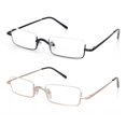 thumbnail image 3 of REAVEE 2 Pack Half Reading Glasses Square Semi Rimless Readers Metal Frame for Men and Women Black+Gold, 3 of 4