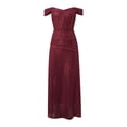 thumbnail image 5 of YMNXA Womens Prom Dress Short Sleeve Sequin Solid Color High Split Floor Length Elegant Low Cut Dresses For Wedding Wine L, 5 of 8