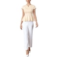 thumbnail image 2 of Casual Tops for Women Cap Sleeve V Neck Ruffled Hem Business Blouse XS Apricot, 2 of 6