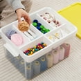 thumbnail image 5 of 32 Qt. Storage Bins with Building Baseplate Lid and Removable 6 Grids Tray Plastic Clear Storage Container for Building Brick Toy Bead Tool Sewing Craft 1 Packs Yellow Lid, 5 of 6