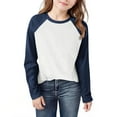 thumbnail image 5 of Boys Girls Raglan Long Sleeve T Shirts Casual Loose Crewneck Color Block Tee Tops Kids Cute Fall Blouses 2-15 Years, 5 of 6