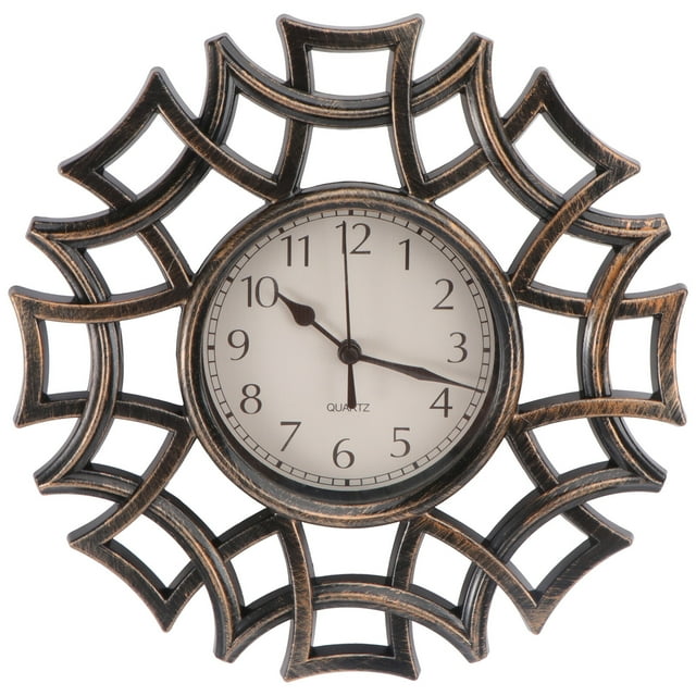 Reloj de esfera vintage Reloj silencioso hueco europeo 3D Reloj de pared decorativo grande para sala de estar Dormitorio Cocina (Negro)