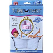 Turbie Twist Microfiber Super Absorbent Hair Towel (2 Pack) White