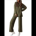 thumbnail image 4 of Conjuntos de Dos Piezas para Mujer, Camisetas de Larga A Juego, Pantalones Anchos y Chándales, Ropa de Otoño. Verde S, 4 of 10
