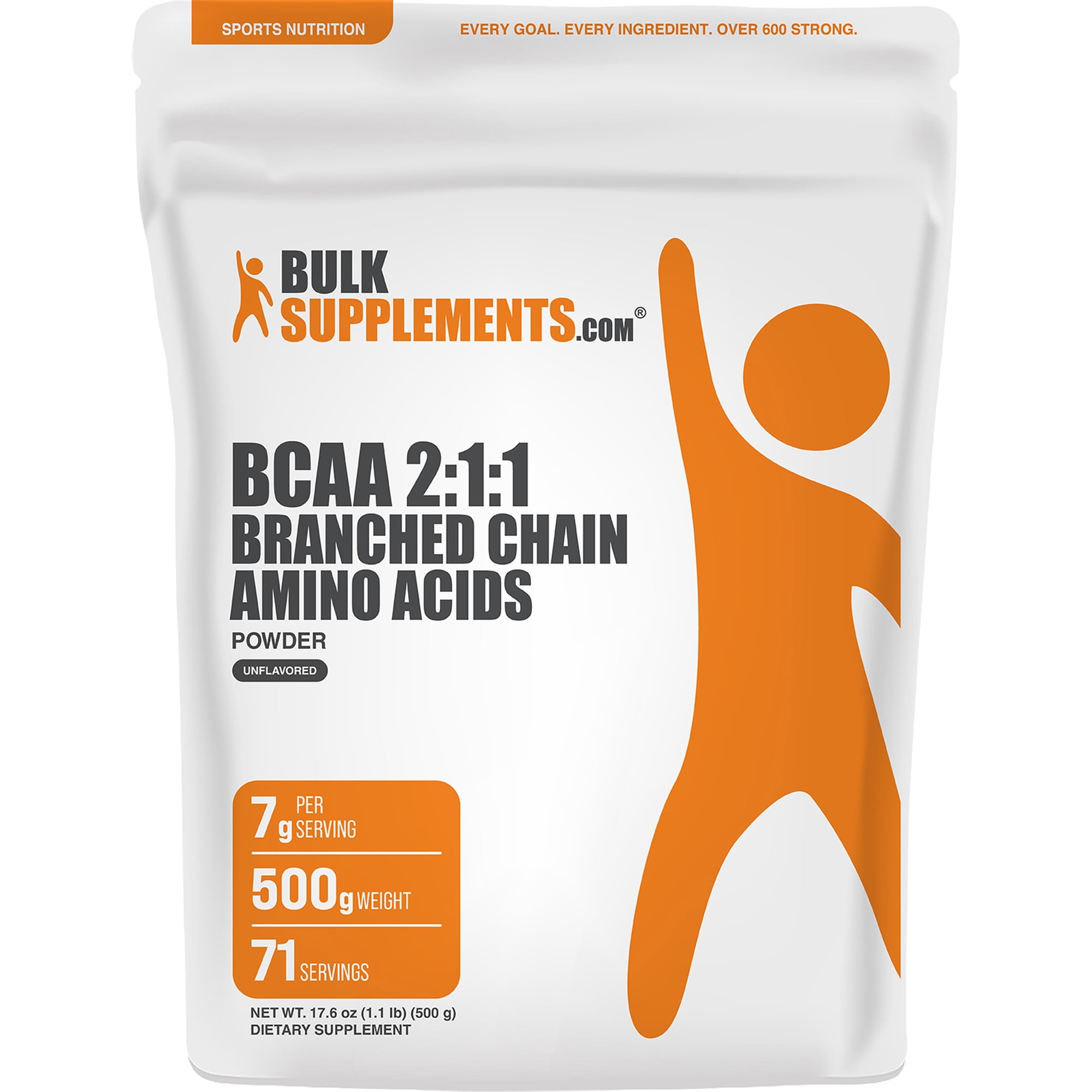 BulkSupplements BCAA 2:1:1 (Branched Chain Amino Acids) Powder - 1g per Serving - (1.1 lbs)