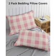 thumbnail image 3 of Pink Farmhouse Pillow Covers Standard Size 2 Pack, Buffalo Plaid Check Lattice Geometric Soft Bed Throw Pillowcases Breathable Cooling Long Lumbar Body Pillow Sham Cover for Bed Sofa 20''x26'', 3 of 7