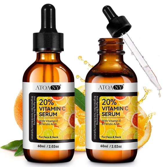 ATOANY Vitamin C Serum for Face - Anti Aging Facial Serum with 20% Vitamin C, Hyaluronic Acid, Vitamin E, Promotes Collagen Synthesis, Reduces Wrinkles, 4.04 Fl Oz