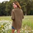 thumbnail image 5 of Effortless Solid Color Everyday Shirt, Long Sleeve Button-Up Top with Airy Loose Fit & Moisture-Wicking Comfort Technology,Light Brown 2XL, 5 of 5