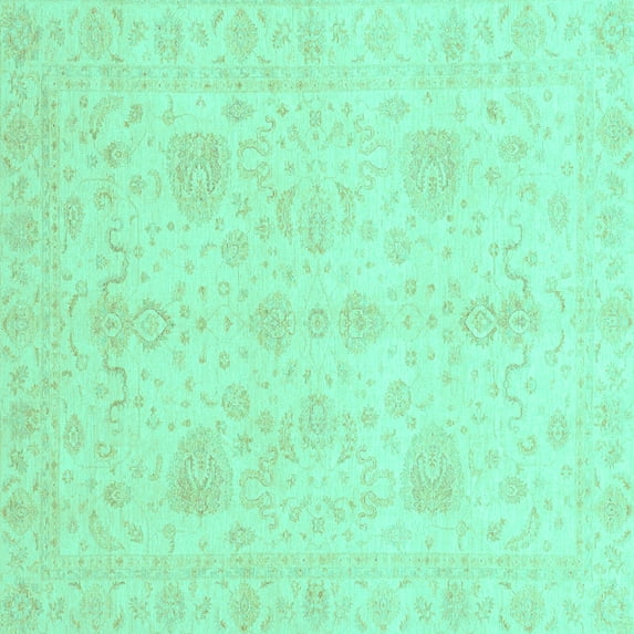 Ahgly Company Indoor Square Oriental Turquoise Blue Modern Area Rugs, 4' Square