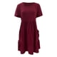 thumbnail image 5 of Vestido holgado de manga corta de lino vintage liso para mujer: poliéster, cuello redondo con bolsillos, para todas las estaciones, 5 of 6