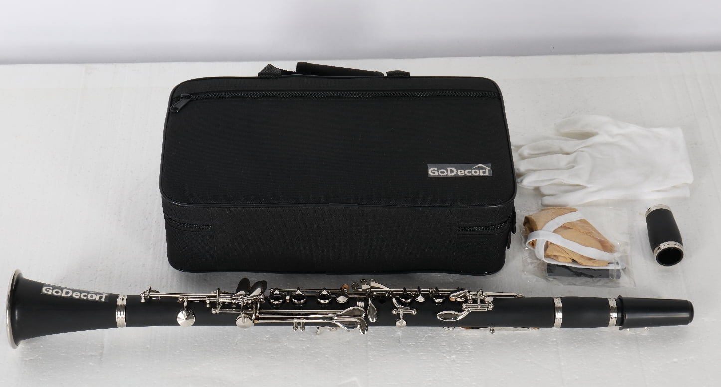 GoDecor Prefessional School Band Bb Clarinet with Case amd More Accessories,Black