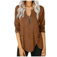 thumbnail image 1 of Moda Mujer Casual Cremallera Botones largos Cuello en V Manga Pullove Blusa sólida Fridja hkj3562, 1 of 5