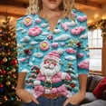thumbnail image 2 of Fashion Fall Saving LiMoi Women's 3/4 Sleeve V Neck T-Shirt for Festive Times featuring a Lovely Santa Design Tees Tshirts Tops Blouse My Items, 2 of 5