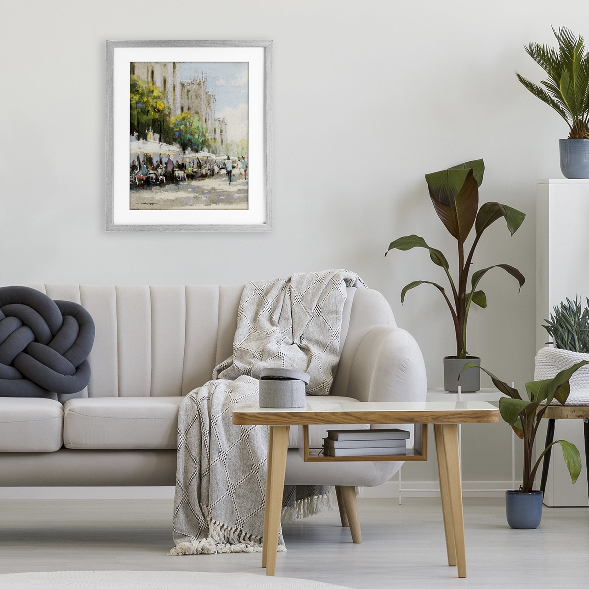 Stupell Industries Street Cafe on Boulevard Gray Framed Print Under Glass, design by Anthony Orme