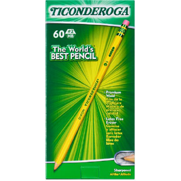 Ticonderoga Number 2 Classic Yellow Pencil, Wood Cased Graphite Pencils