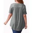 thumbnail image 5 of McVanedy Women's Pleated Flare Top V Neck Button Plus Size Short Sleeve Top M-4XL, 5 of 9