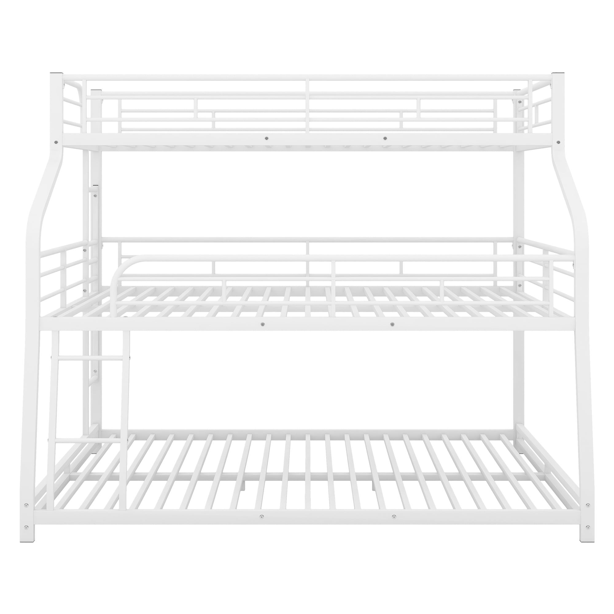 Euroco Metal Triple Bunk Bed, Twin-XL over Full-XL over Queen Size for Kids and Adults Room, White