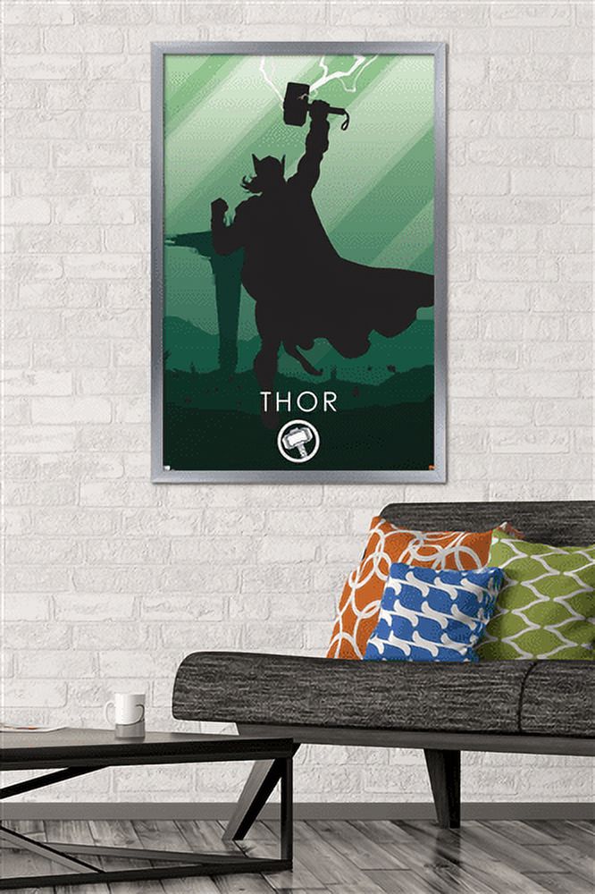 Marvel Heroic Silhouette - Thor Wall Poster, 22.375" x 34", Framed