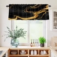 thumbnail image 5 of 3 Piece Kitchen Curtains and Valances Set Marble Black Cafe Curtains 24 Inch Length Vintage Gold Art Abstract Farmhouse Valance & Tier Curtain for Living Room Bedroom Small Window 54"x18"+27"x24"*2, 5 of 6
