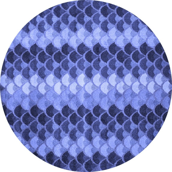 Ahgly Company Indoor Round Abstract Blue Contemporary Area Rugs, 8' Round