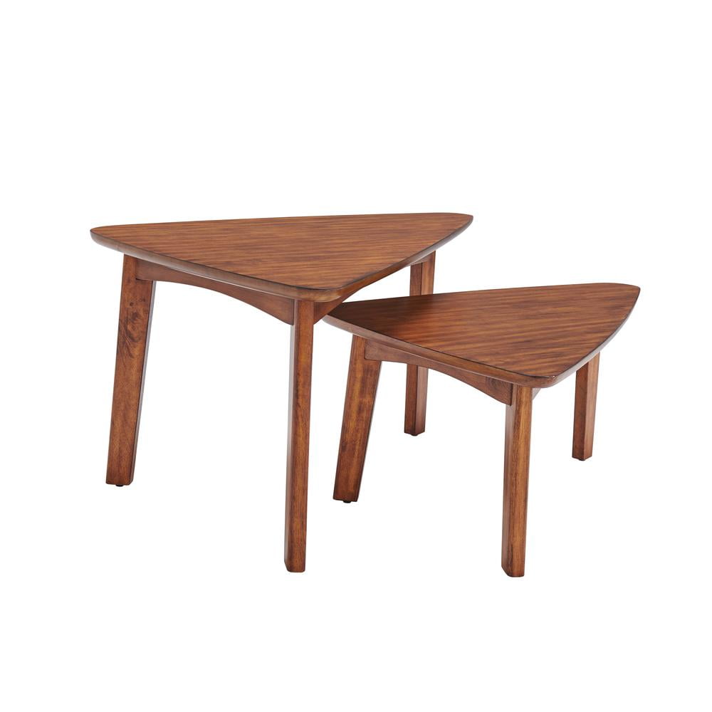 Monterey 40"L Triangular Set of Two MidCentury Modern Nesting Tables