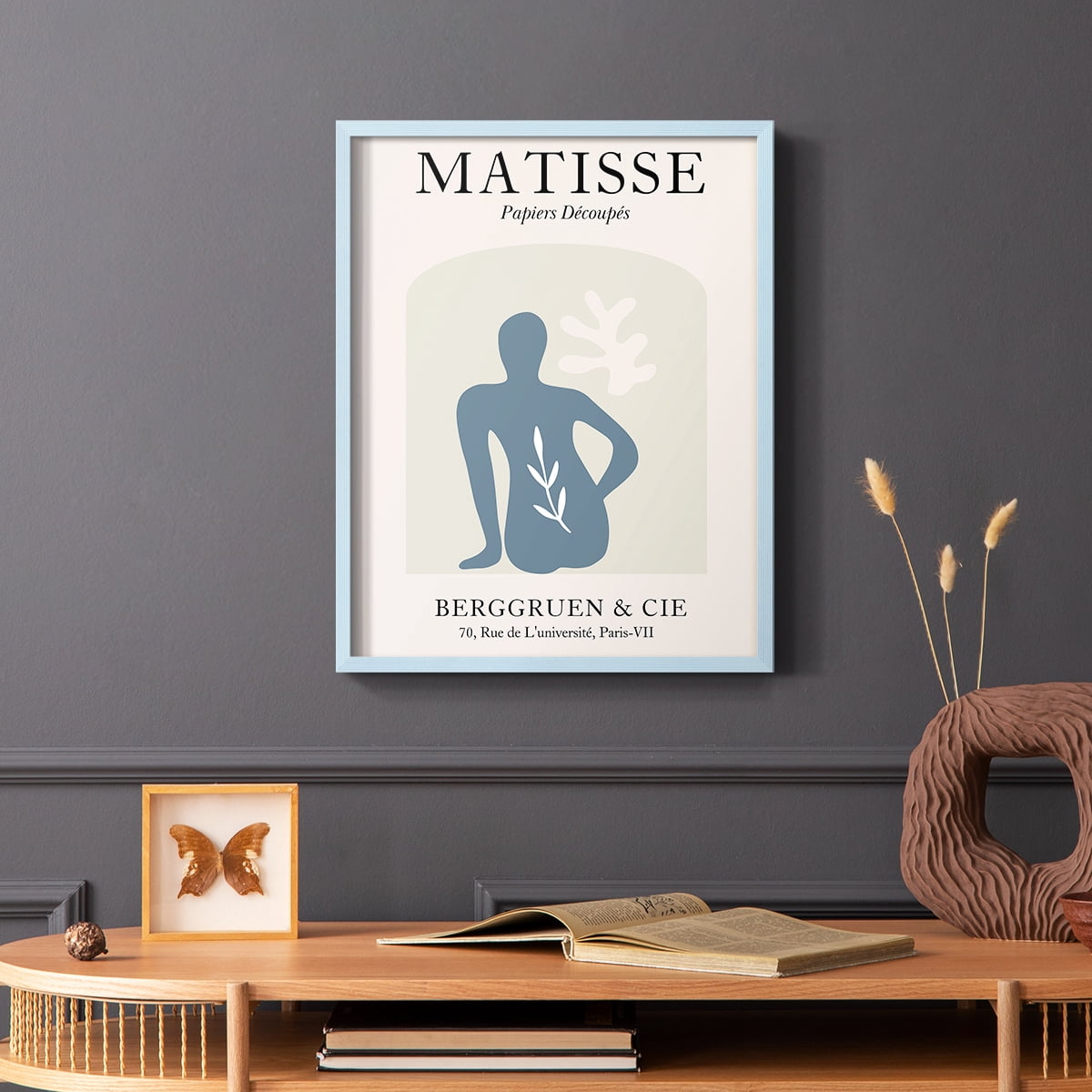 Matisse DVII Framed Print in Blue Solid Wood Framed Print No Nail Hanging