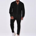thumbnail image 2 of BiZtdJrK Linen Sets for Men 2 Piece Button Down Long Sleeve Shirts Matching Drawstring Waist Beach Pants Summer Vacation Outfits Black XXL, 2 of 9