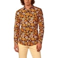thumbnail image 2 of CONZONE Mens 70S Disco Buttons Down Shirts Long Sleeve Hippie Shirts for Men Trendy Floral Graphic Lapel Soft Lightweight Tops, 2 of 8