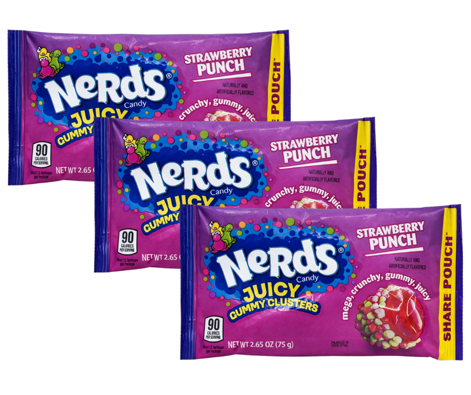 NERDS Valentine's Gummy Clusters, Classroom Exchange Pouches, 10