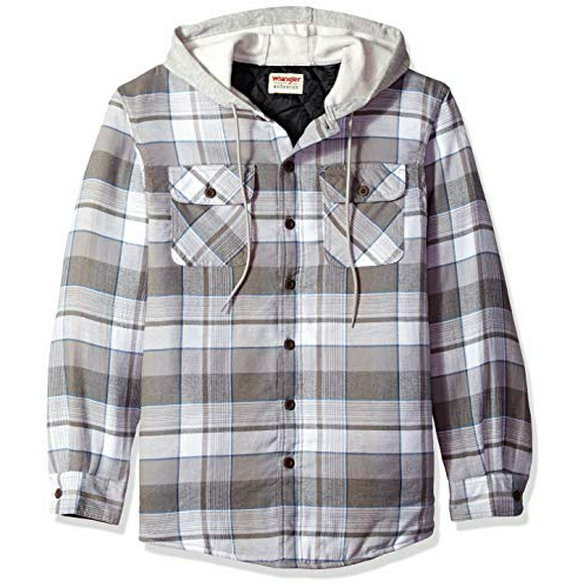 Wrangler Men's Authentics Long Sleeve Quilted Lined Flannel Shirt Jacket,  Cloud Burst with Gray hood, XL | Walmart Canada