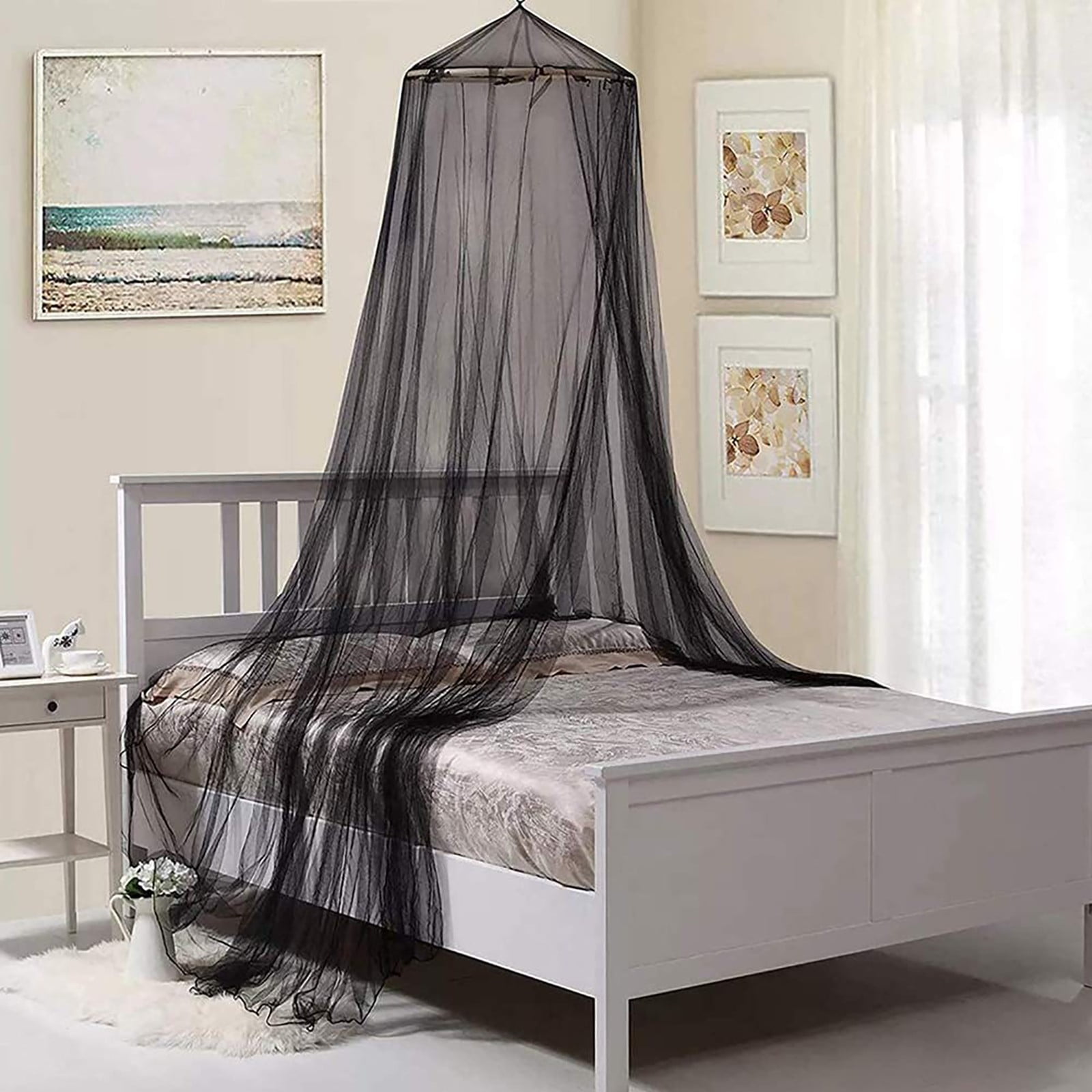 CSSJKYJ Bed Canopy for Adults, Black Canopy Bed Curtains - Canopy for Bed, Netting Room Decor, Ceiling Tent, Canopy for Single,Black