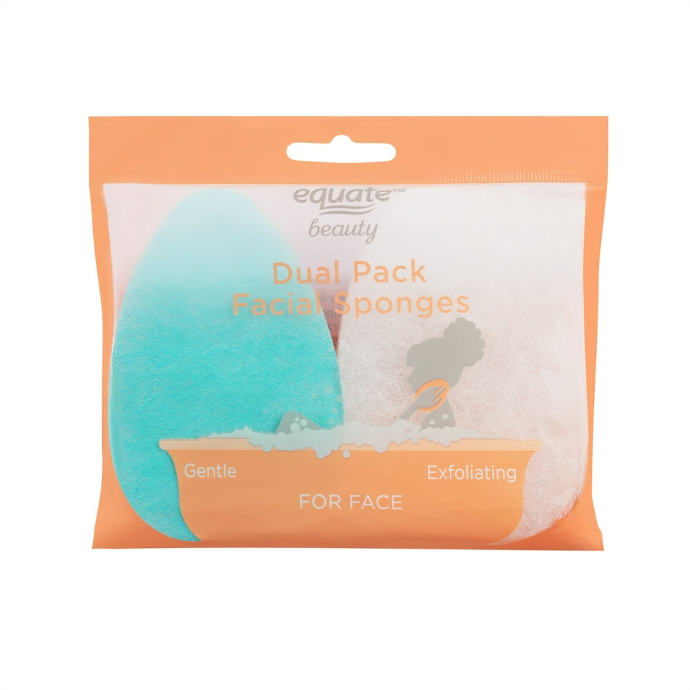 Equate Beauty Facial Cleansing Sponges Dual Pack, Cleansing and