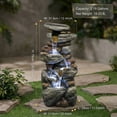 thumbnail image 2 of 30" Outdoor Water Fountain with LED Lights - Resin Stone Look Tiered Fountain for Patio, Garden, Backyard, Entryway Decor - Grey, 2 of 5