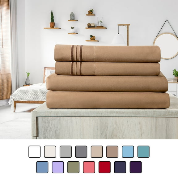 Elif King Size Bed Sheets Set - Ultrasoft, Brushed Microfiber - Wrinkle Free, Deep Pocket, Machine Washable, Hypoallergenic, Fade Resistant Bedding Sheet Set (King, Brown)