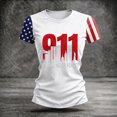 thumbnail image 4 of Domzest Womens Never Forget Patriotic T-Shirt 9/11 25th Anniversary Shirt Short Sleeve Crew Neck USA Flag Graphic Tee White M, 4 of 6